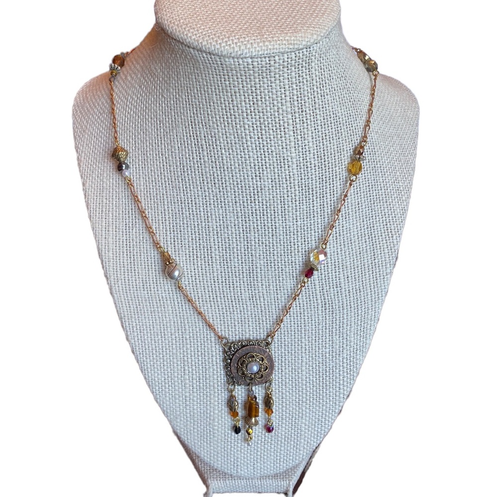 Muse Vintage Inspired Antique Gold Beaded Necklace